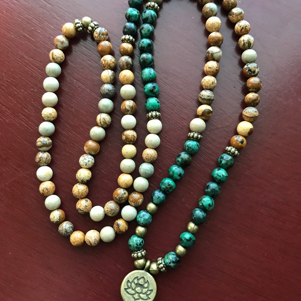 African turquoise and picture jasper Mala bracelet 6mm - Picture 5 of 6
